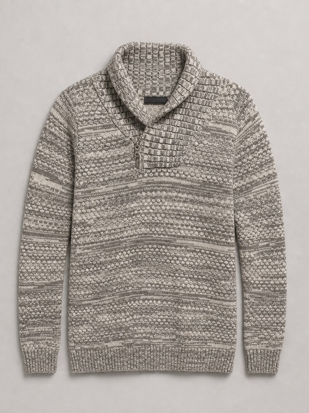 INC International Concepts Women’s Shawl Collar Zip Sweater - Light Gray M